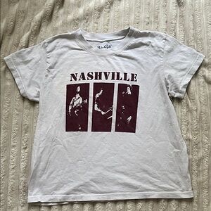 Brandy Melville White Nashville Graphic T-Shirt good condition! One size!!!